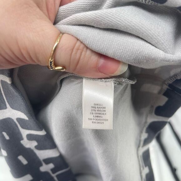 Banana Republic Women's Sheath Dress Midi Mod Plaid Ponte Drape Neck Gray Size 4 - Picture 11 of 11